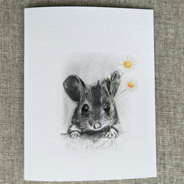 Little Grey Flower Mouse Card