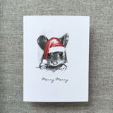 Merry Merry Little Grey Santa Mouse Card