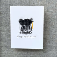Little Grey Mouse Graduates Card