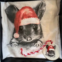 Little Grey Santa Mouse Flour Sack Towel