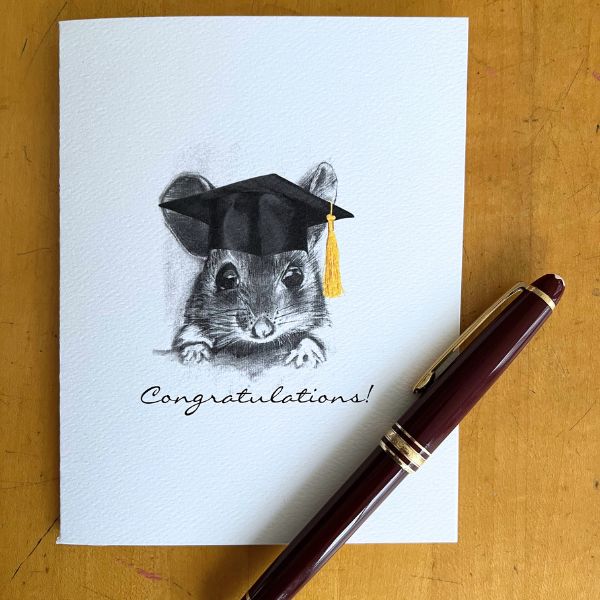 3 Little Grey Mouse Graduates Note Cards