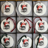 Little Grey Santa Mouse Holiday Ornament